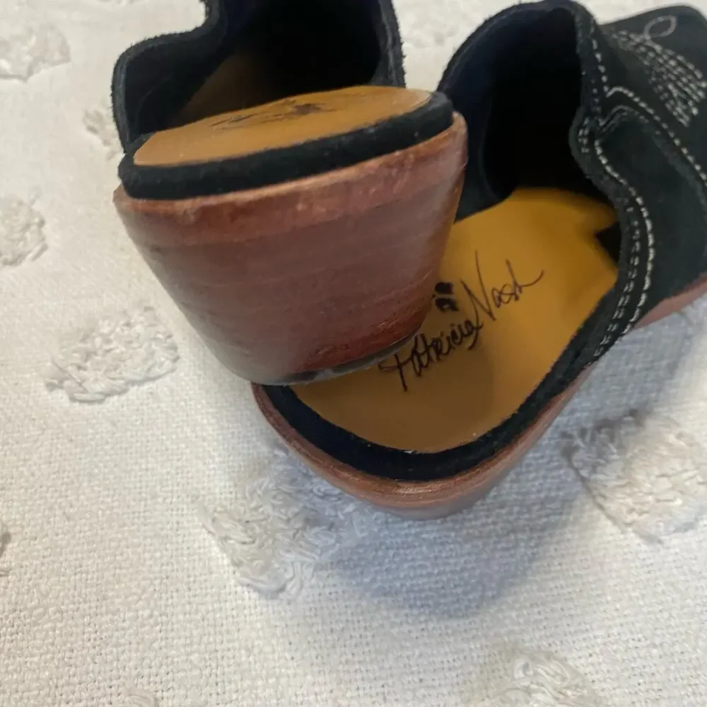 Patricia Nash Batista Black Suede Boho Western Cowboy Mule Festival Size 6.5 - Picture 3 of 5